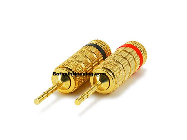 PAIR OF High-Quality Copper (non-banana) Speaker Plugs - Pin Scr